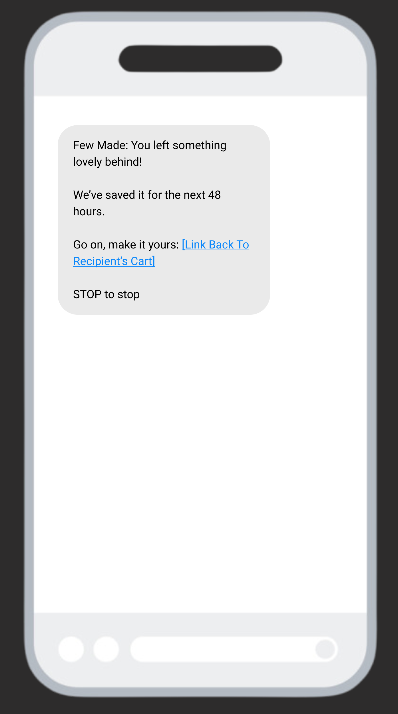 Cart recovery SMS