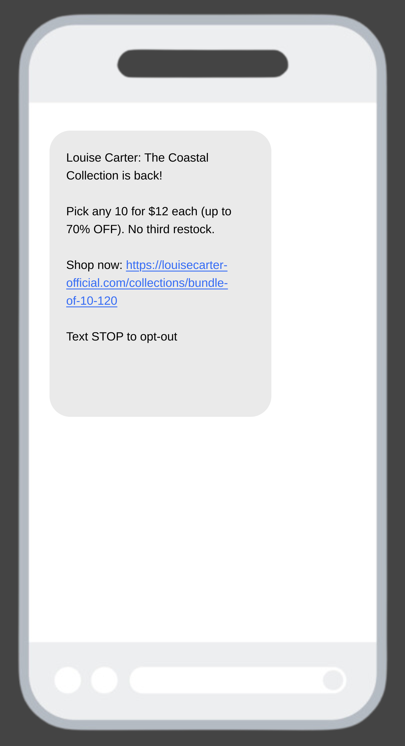 Collection drop SMS