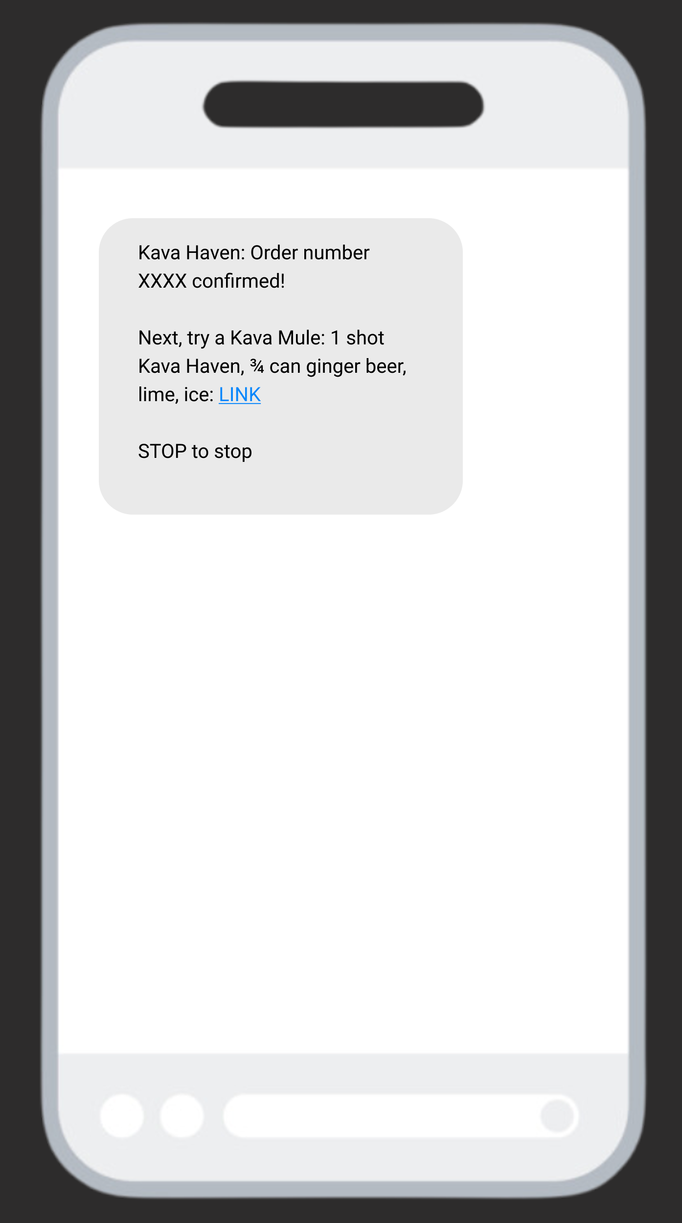 shipping update SMS message