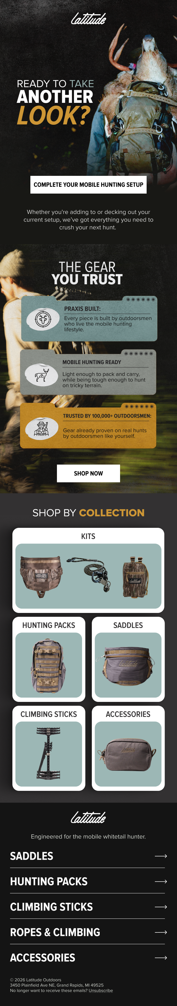 Full email design created by ZHS Ecom for Latitude Outdoors