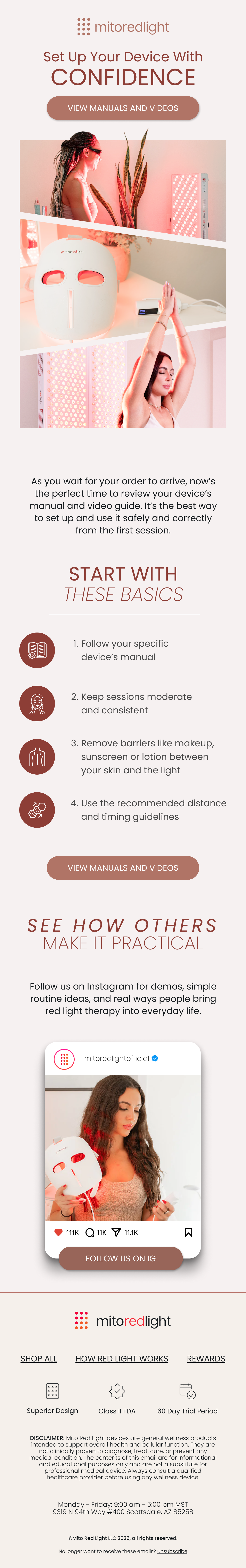 Full email design created by ZHS Ecom for Mito Red Light