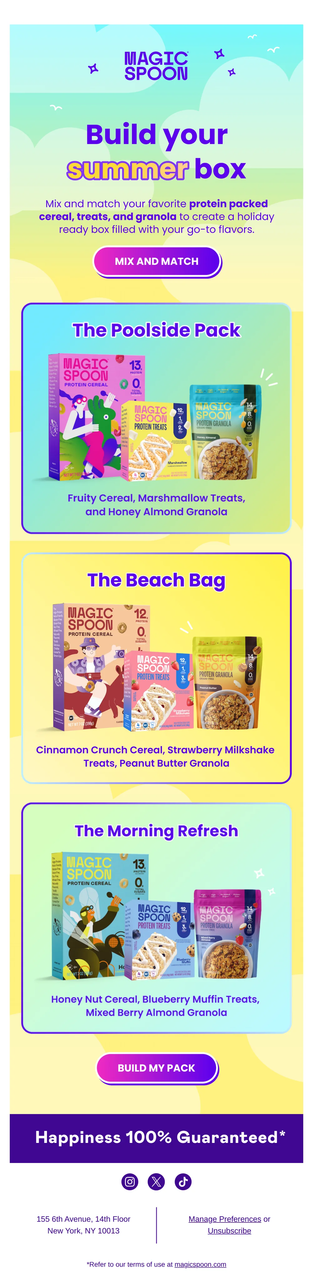 Magic Spoon email with subject line: Main character summer starts with a protein box ☀️