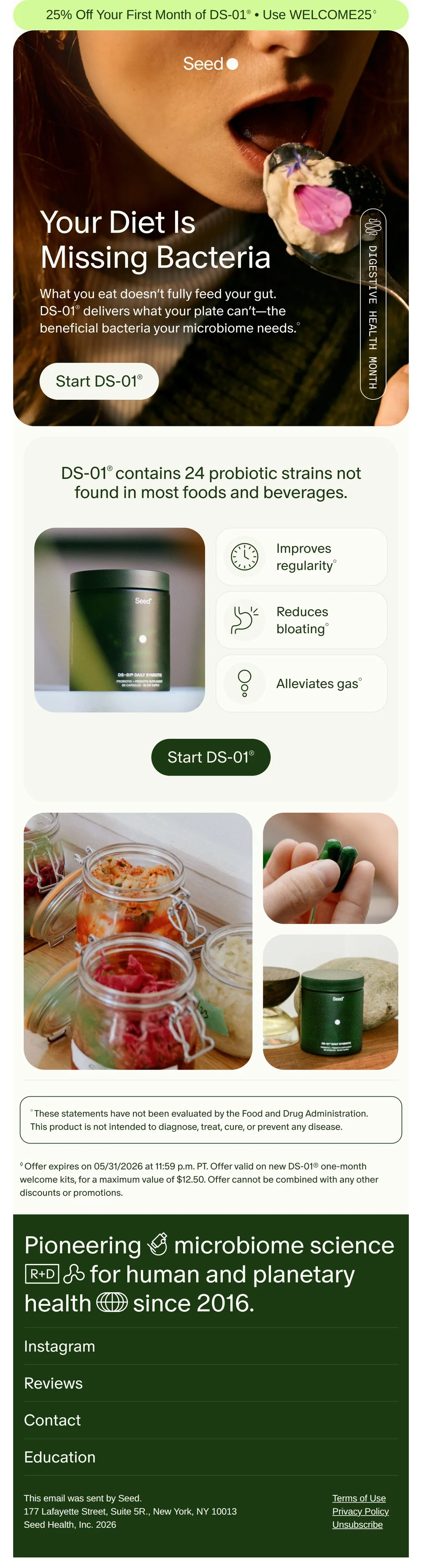 Seed email with subject line: Pick up where your diet leaves off.