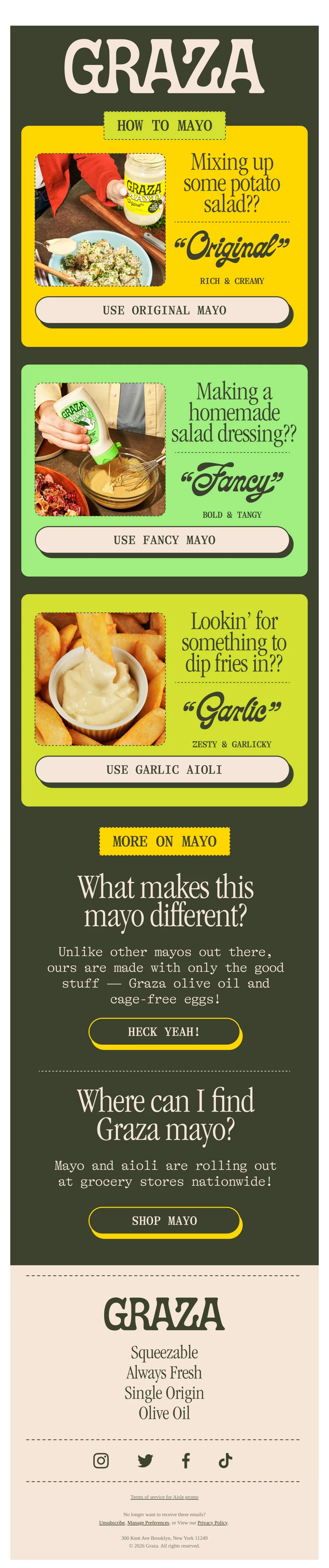 Graza email with subject line: Choose your fighter (mayo)