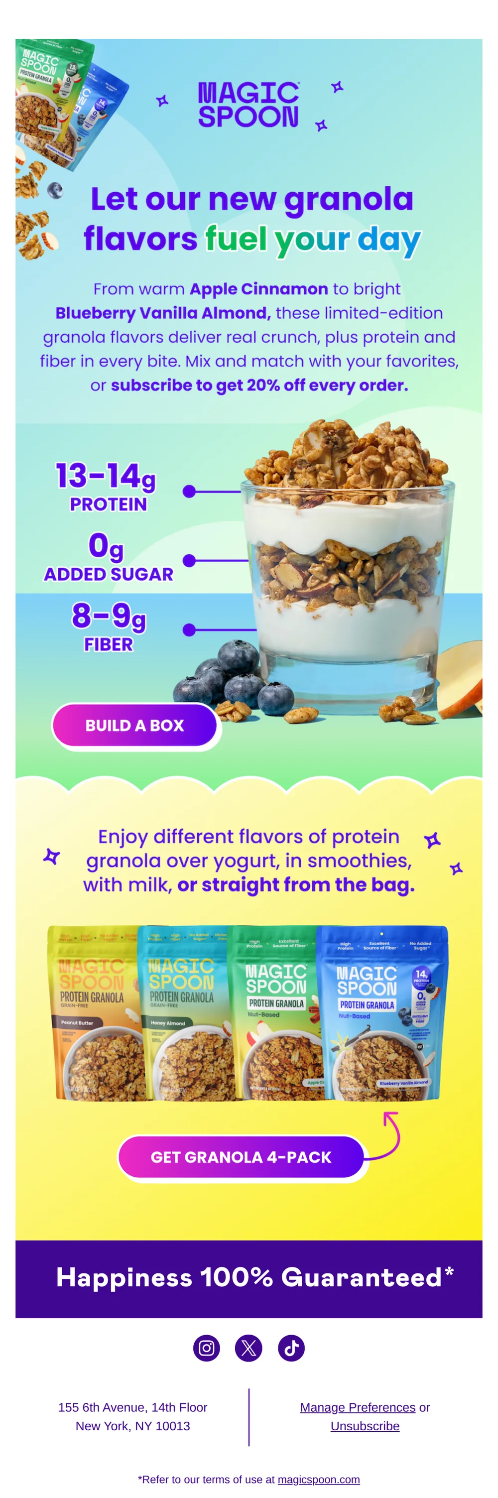 13-14g protein. 0g added sugar. All crunch.