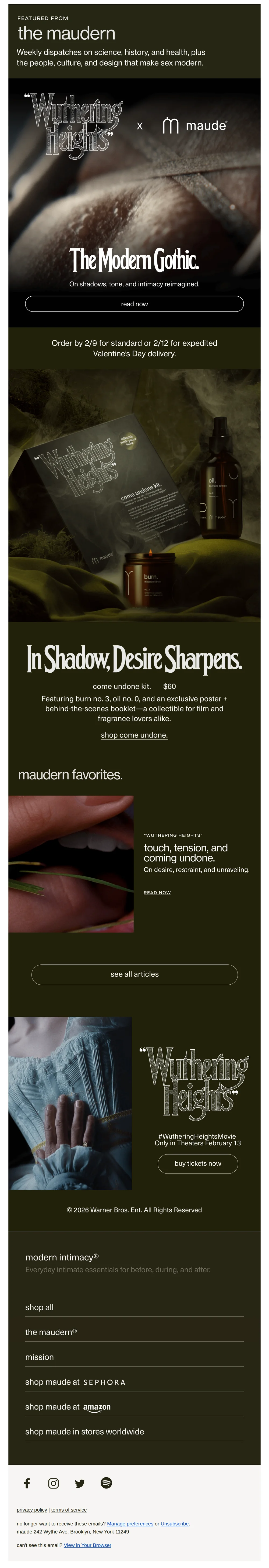 Maude email with subject line: the maudern.