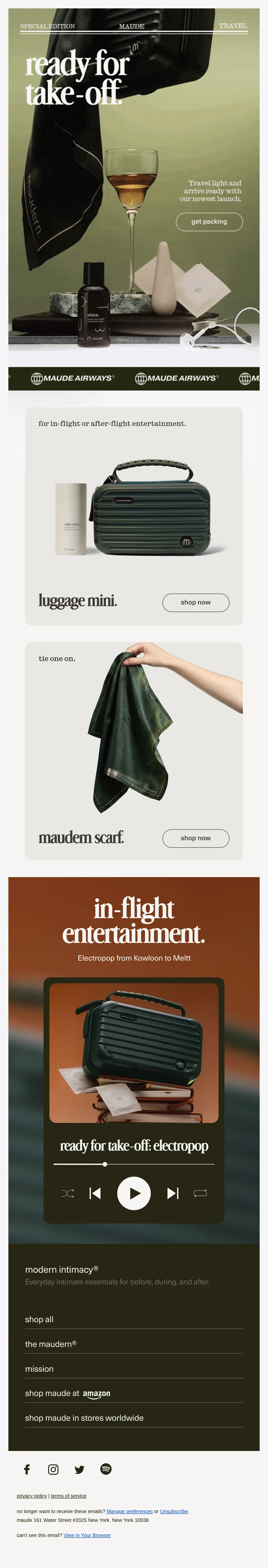 Maude email with subject line: ready for take-off.