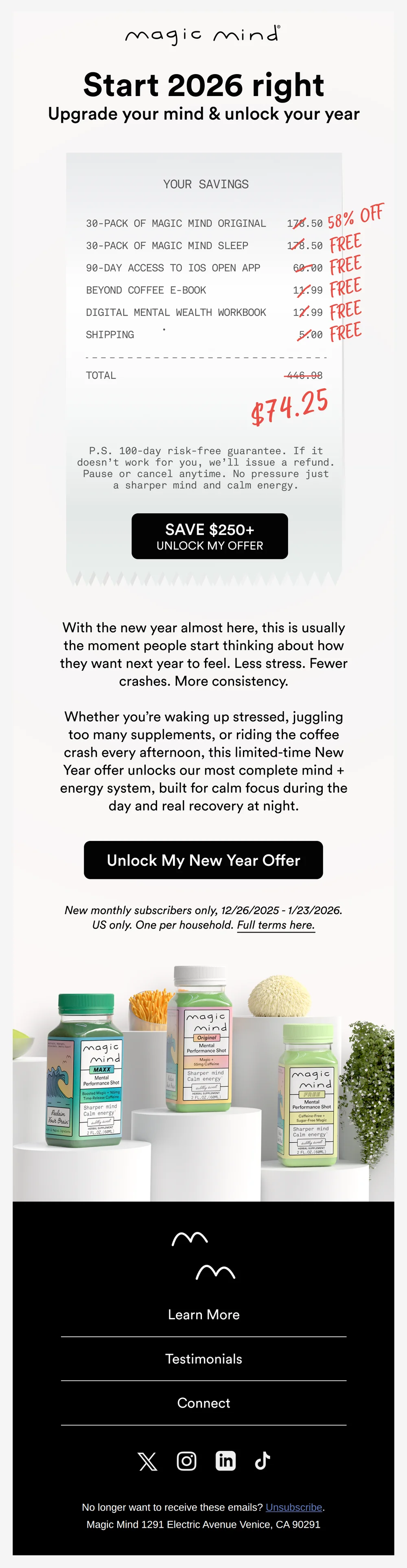 Magic Mind email with subject line: Start 2026 right