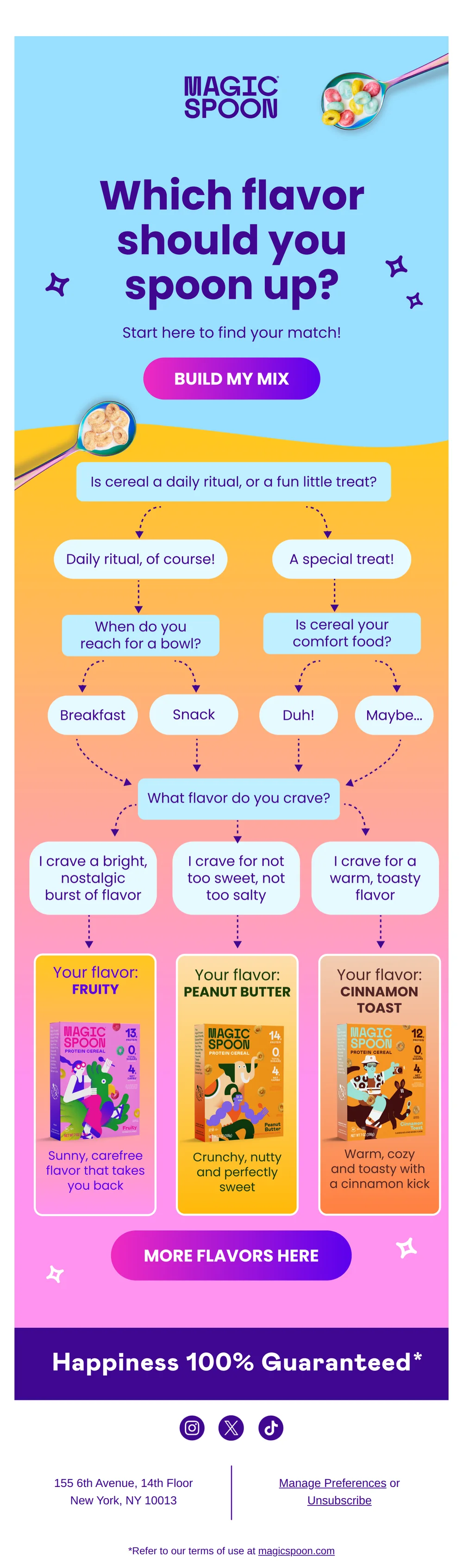 Magic Spoon email with subject line: Which Magic Spoon flavor are you? 🤔
