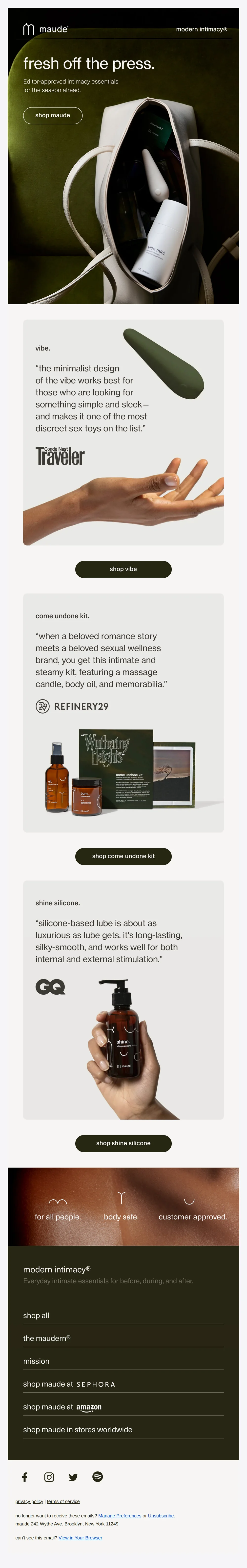 Maude email with subject line: “as luxurious as lube gets.”