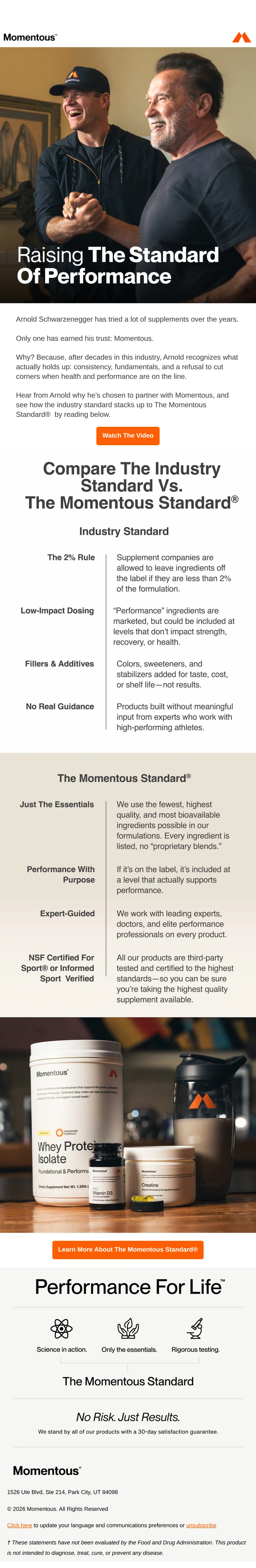 Momentous email with subject line: Industry Standard vs. Momentous Standard
