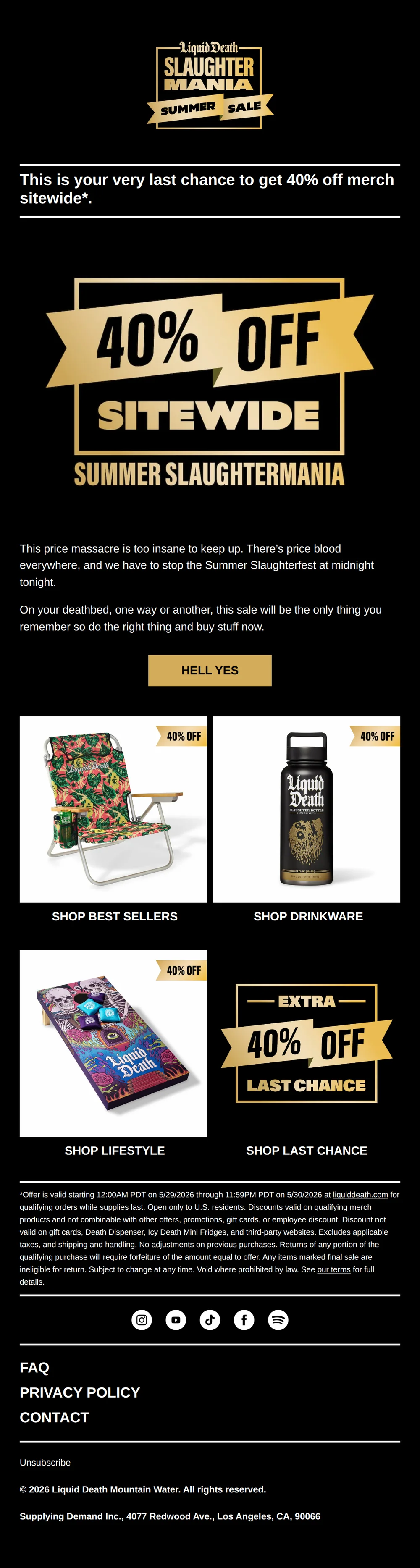 Liquid Death email with subject line: Do you hate money?