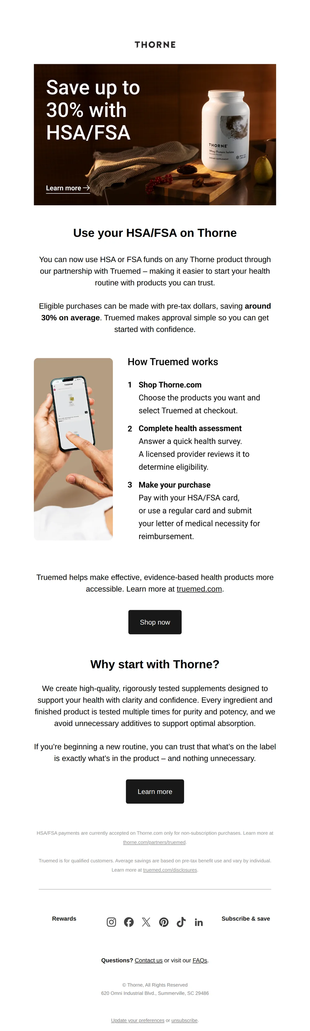 Start with Thorne and save ~30% with HSA/FSA