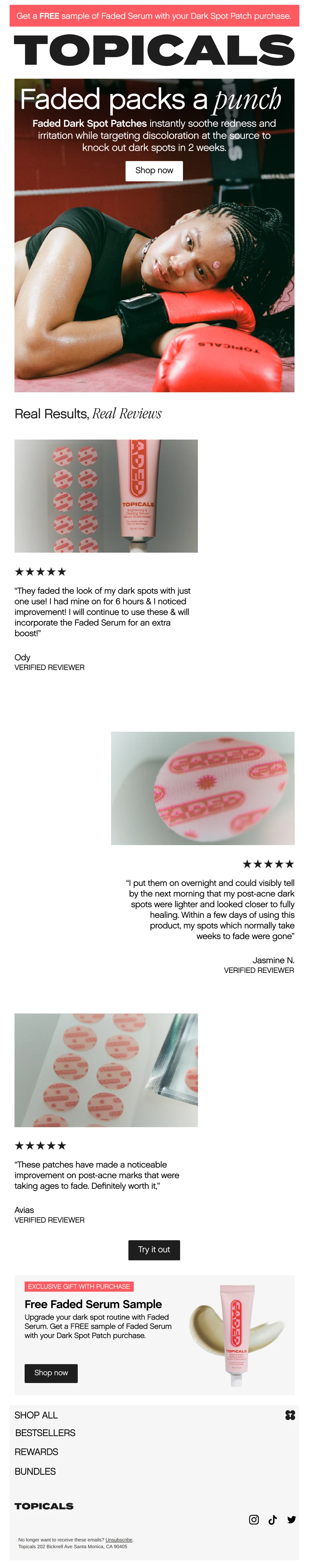 "Faded Dark Spots with just one use"